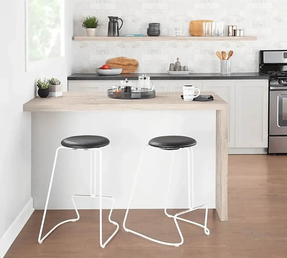 Bearslide II Black Counter Height Stool, Set of 2