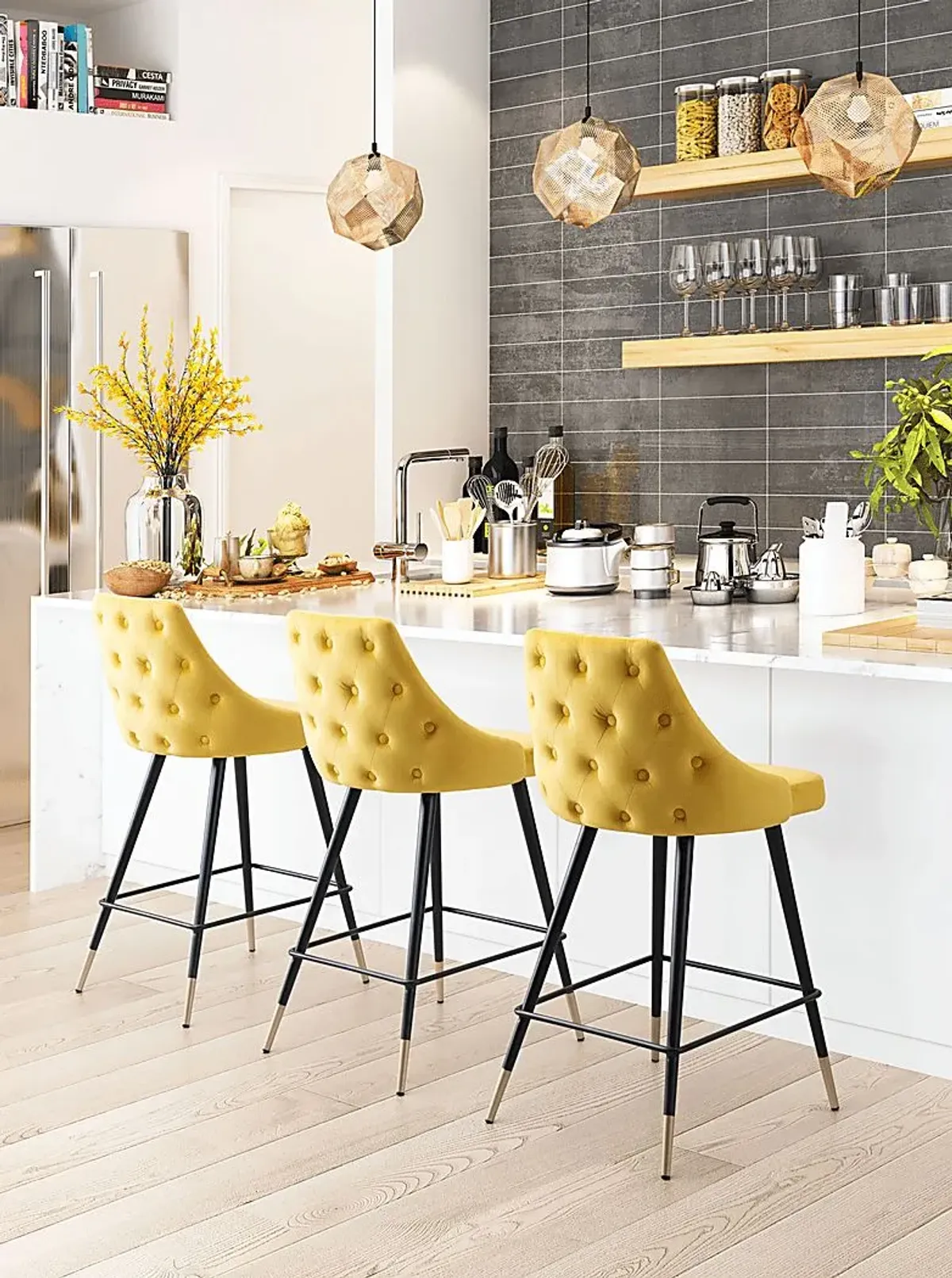 Solveig Yellow Counter Height Stool