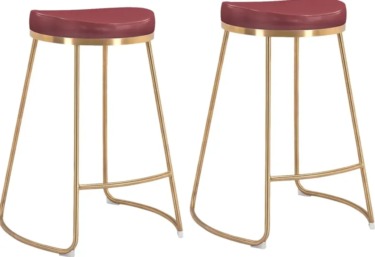 Sonali Burgundy Counter Height Stool, Set of 2