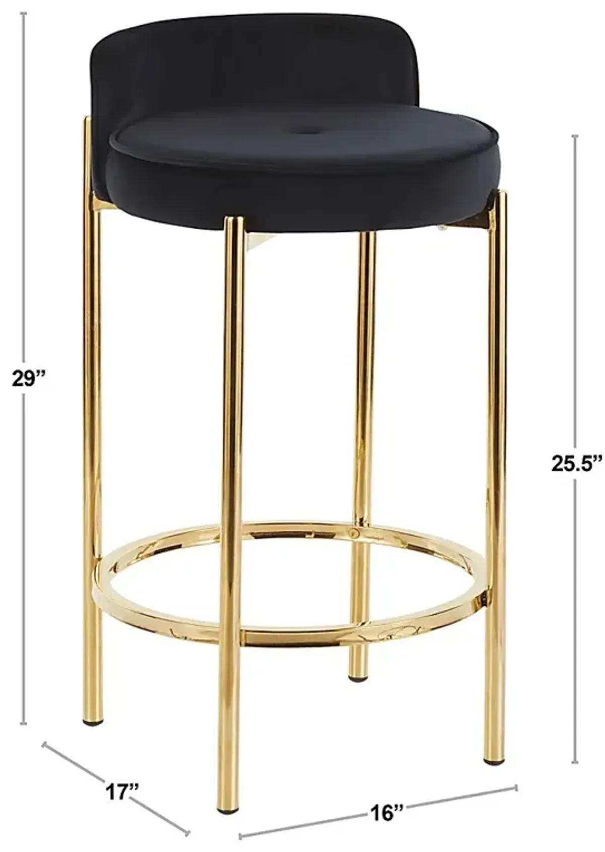 Chardan Black Counter Height Stool, Set of 2