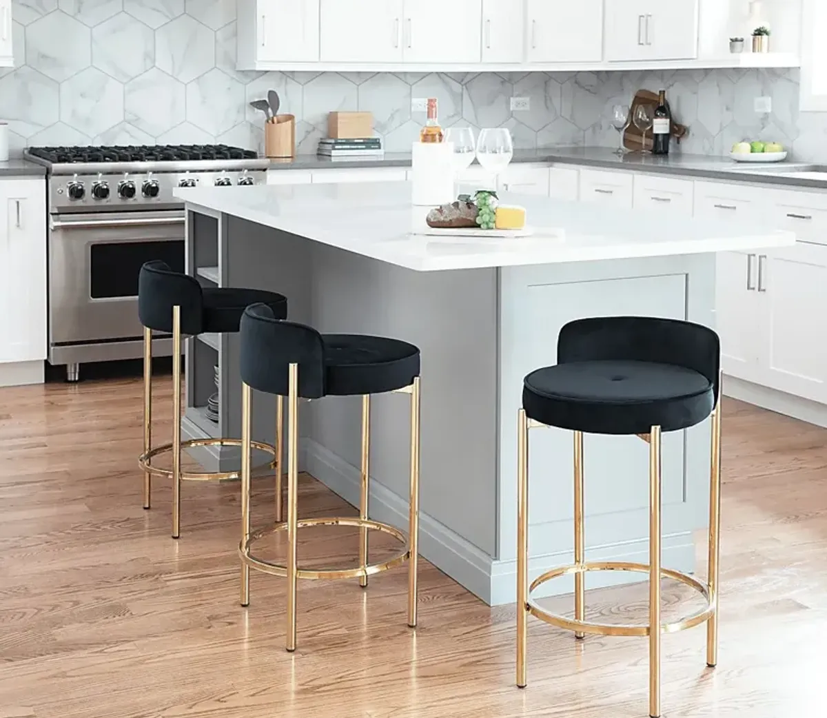 Chardan Black Counter Height Stool, Set of 2