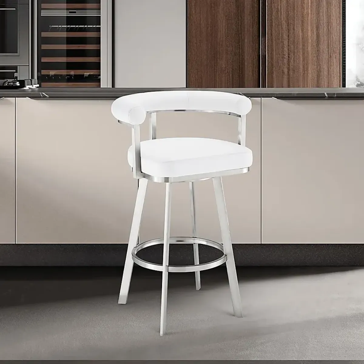 Salaignac White Swivel Counter Stool