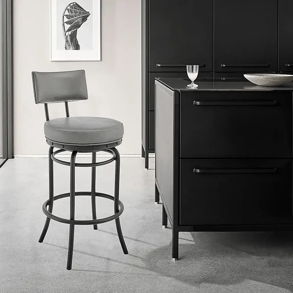 Gallaher Gray Swivel Counter Stool