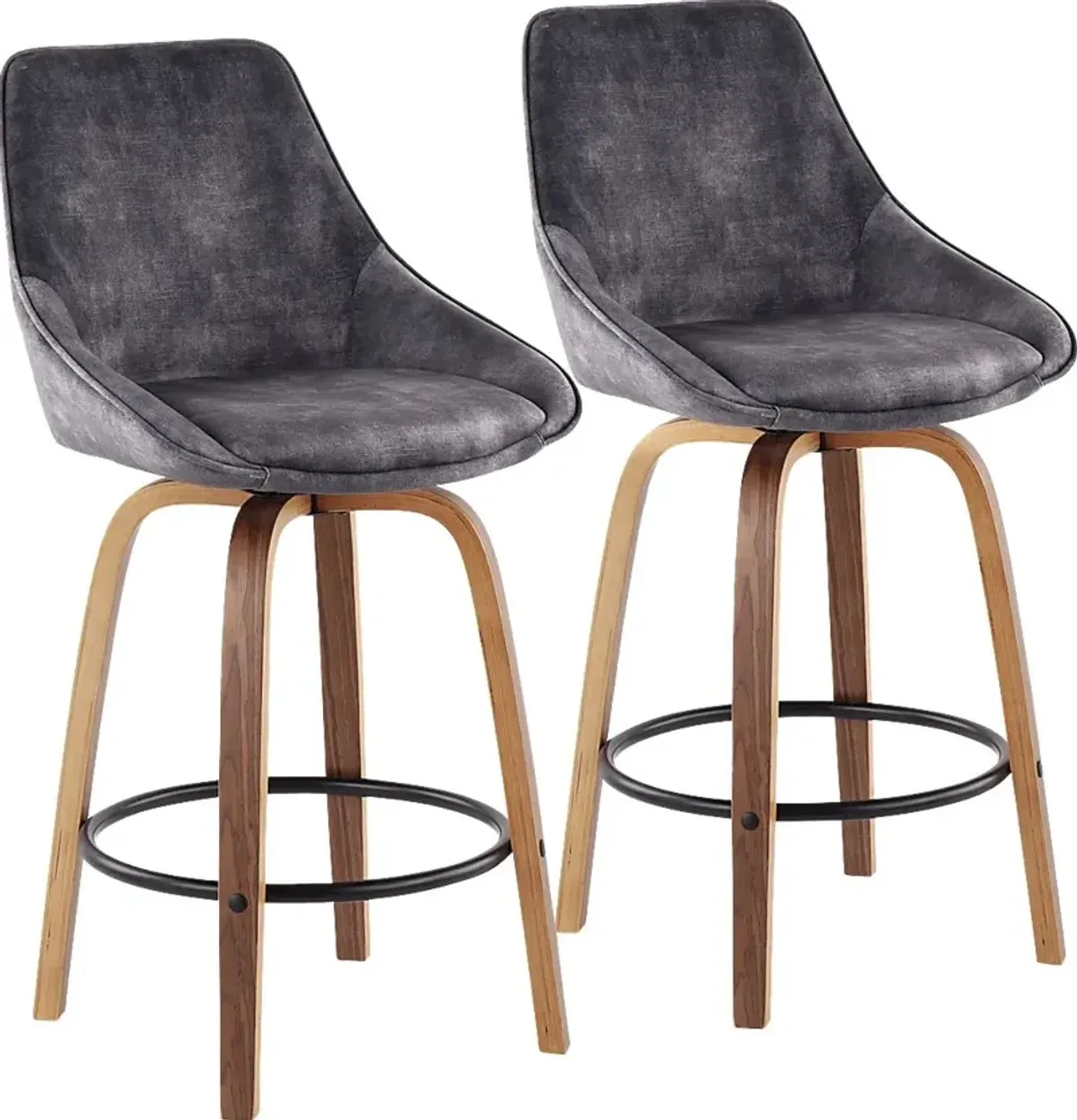 Dellrey Gray Counter Height Stool, Set of 2