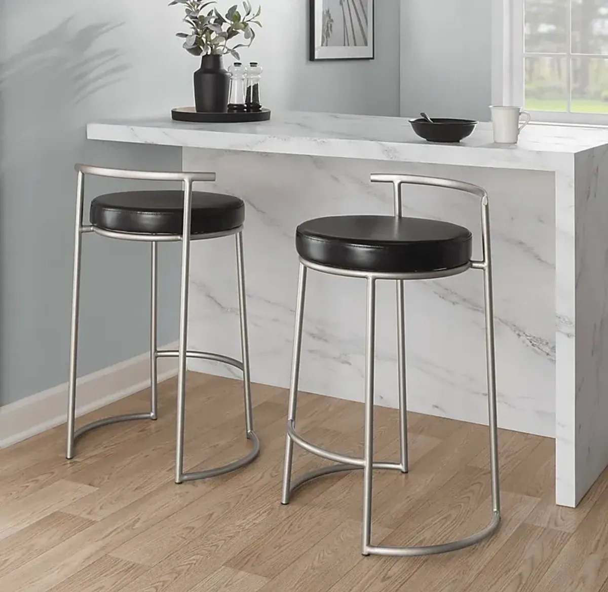 Trepassey II Black Counter Height Stool, Set of 2