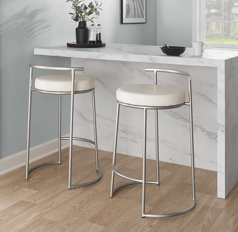 Trepassey II White Counter Height Stool, Set of 2