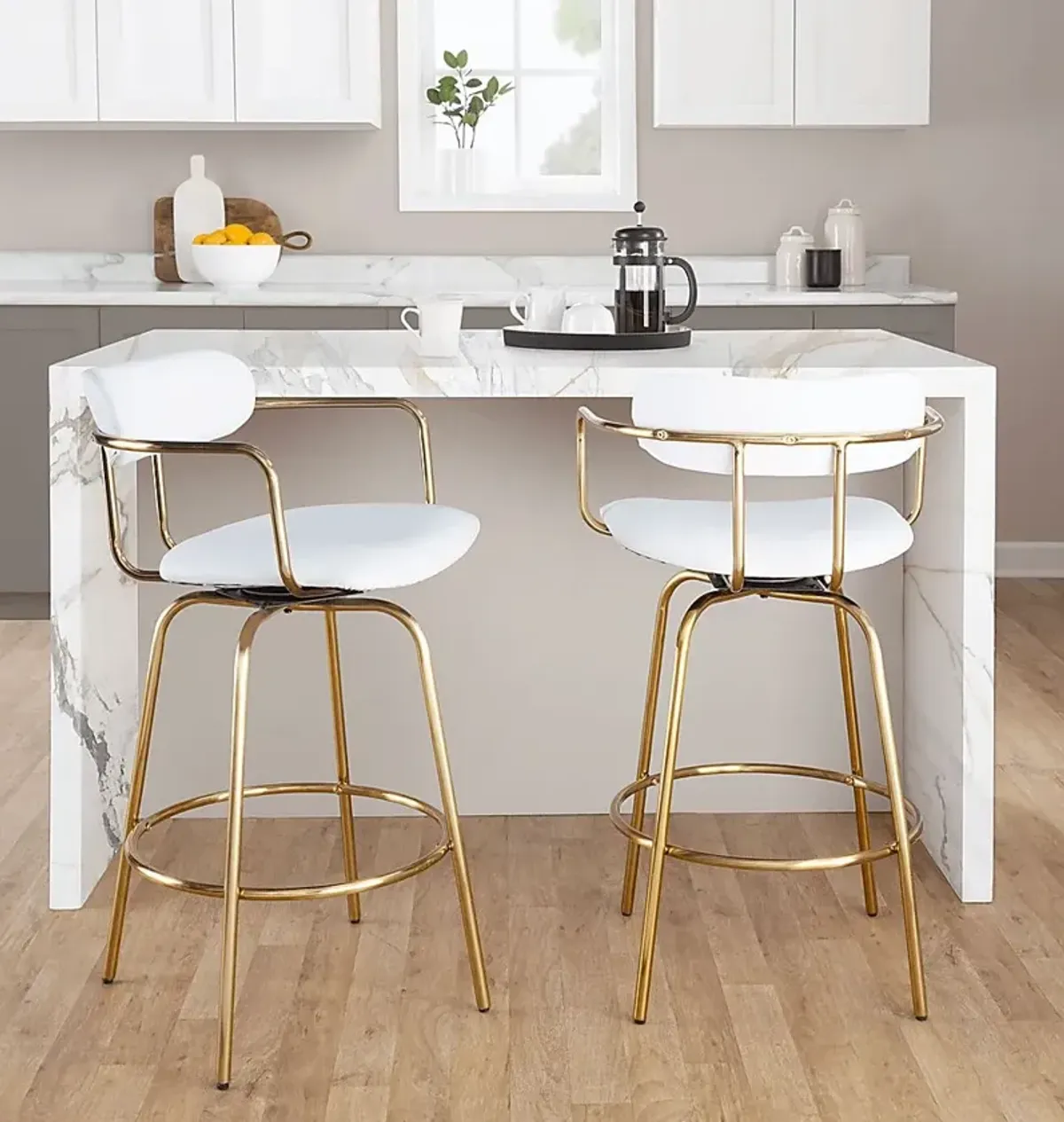 Mirahill I White Counter Height Stool, Set of 2