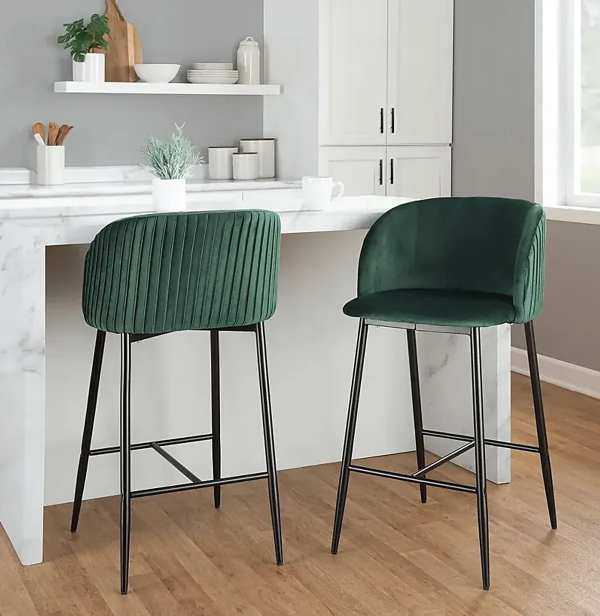 Marsanne II Green Counter Height Stool, Set of 2