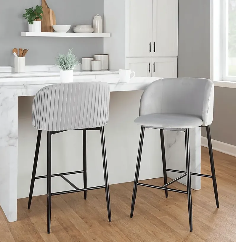 Marsanne II Silver Counter Height Stool, Set of 2