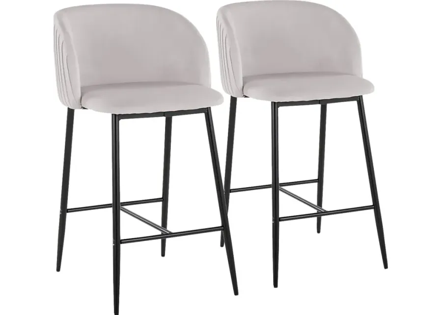 Marsanne II Silver Counter Height Stool, Set of 2