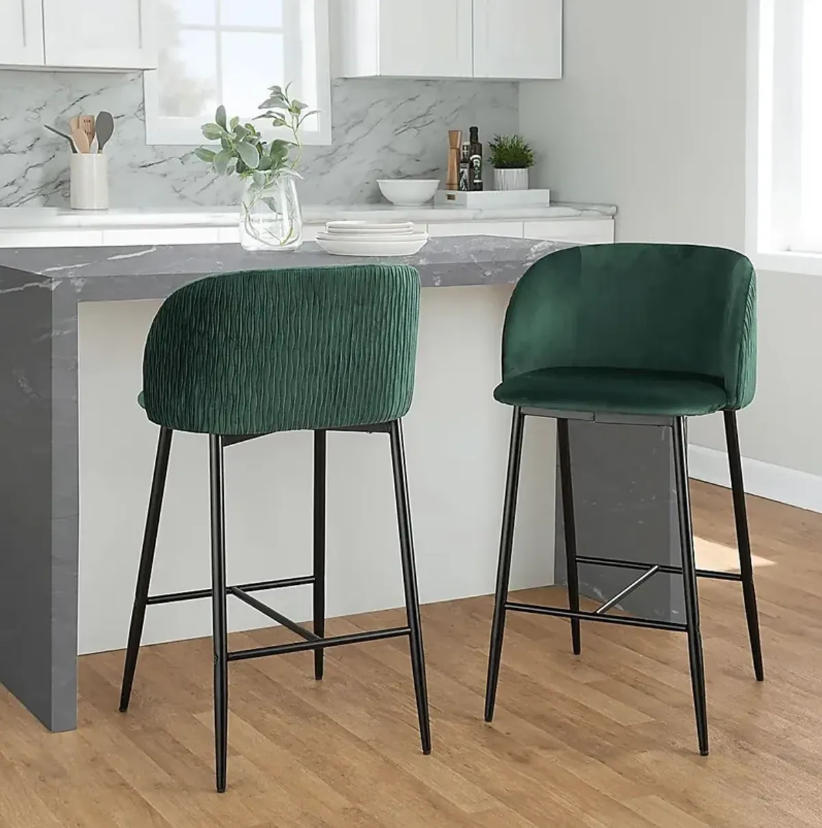 Marsanne V Green Counter Height Stool, Set of 2