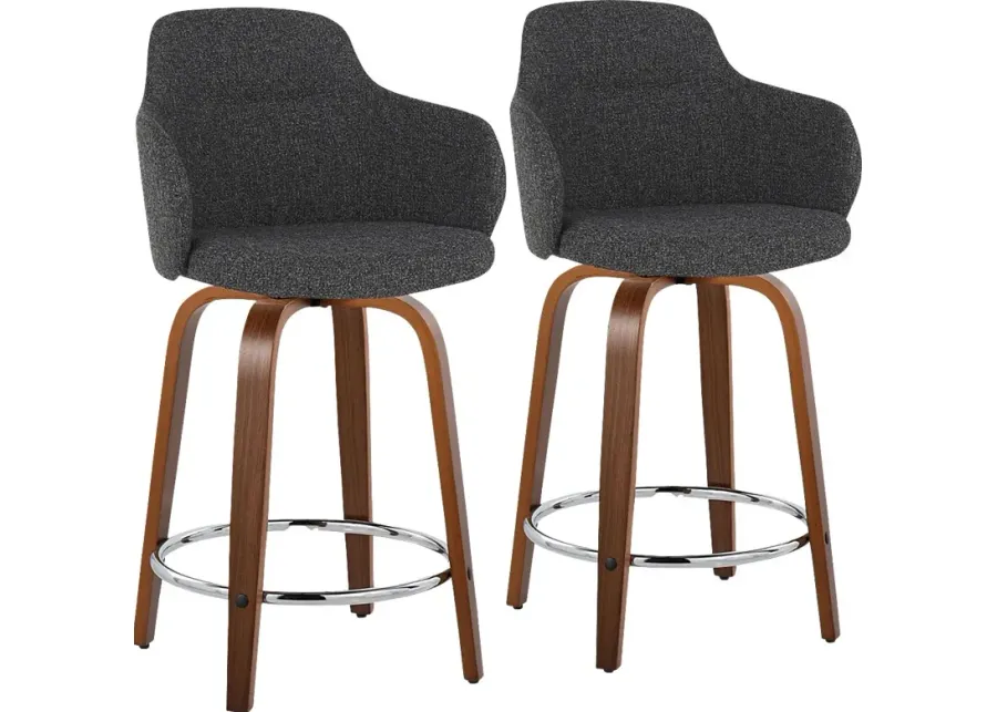 Siebarth VII Dark Gray Counter Height Stool, Set of 2