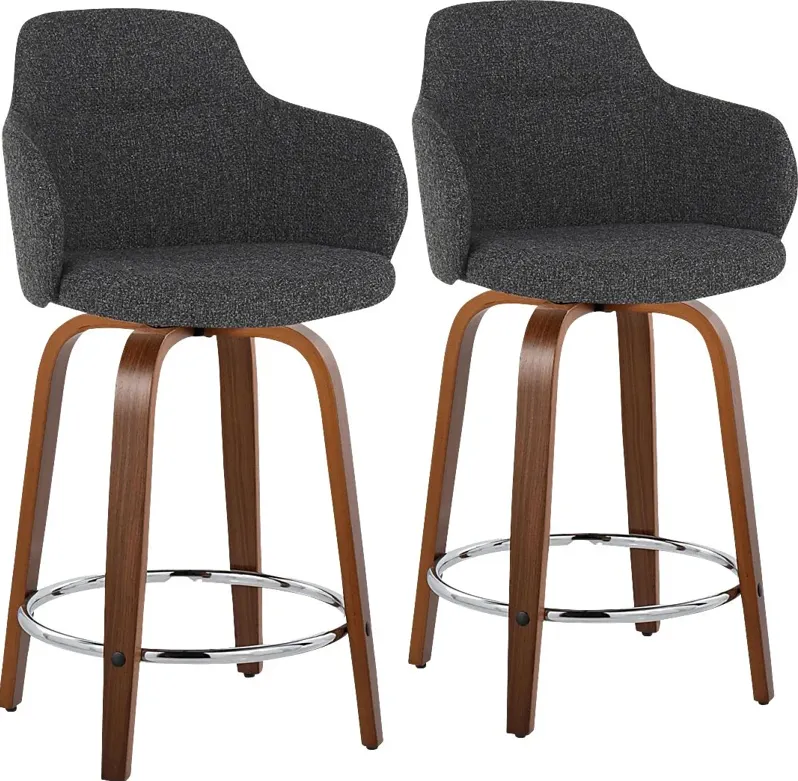 Siebarth VII Dark Gray Counter Height Stool, Set of 2