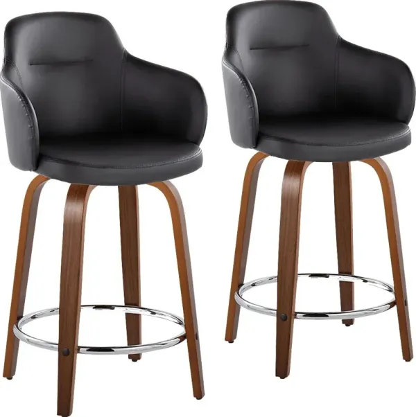 Siebarth VIII Black Counter Height Stool, Set of 2