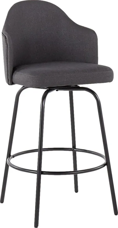 Lucile Lane Charcoal Swivel Counter Height Stool, Set of 2