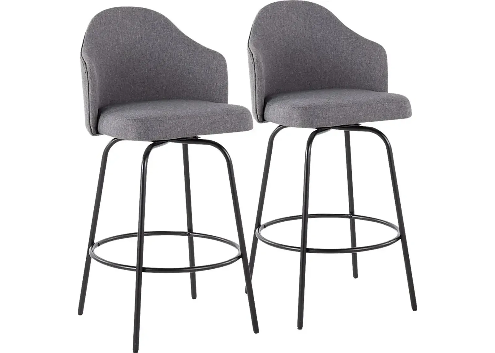 Lucile Lane Black Swivel Counter Height Stool, Set of 2