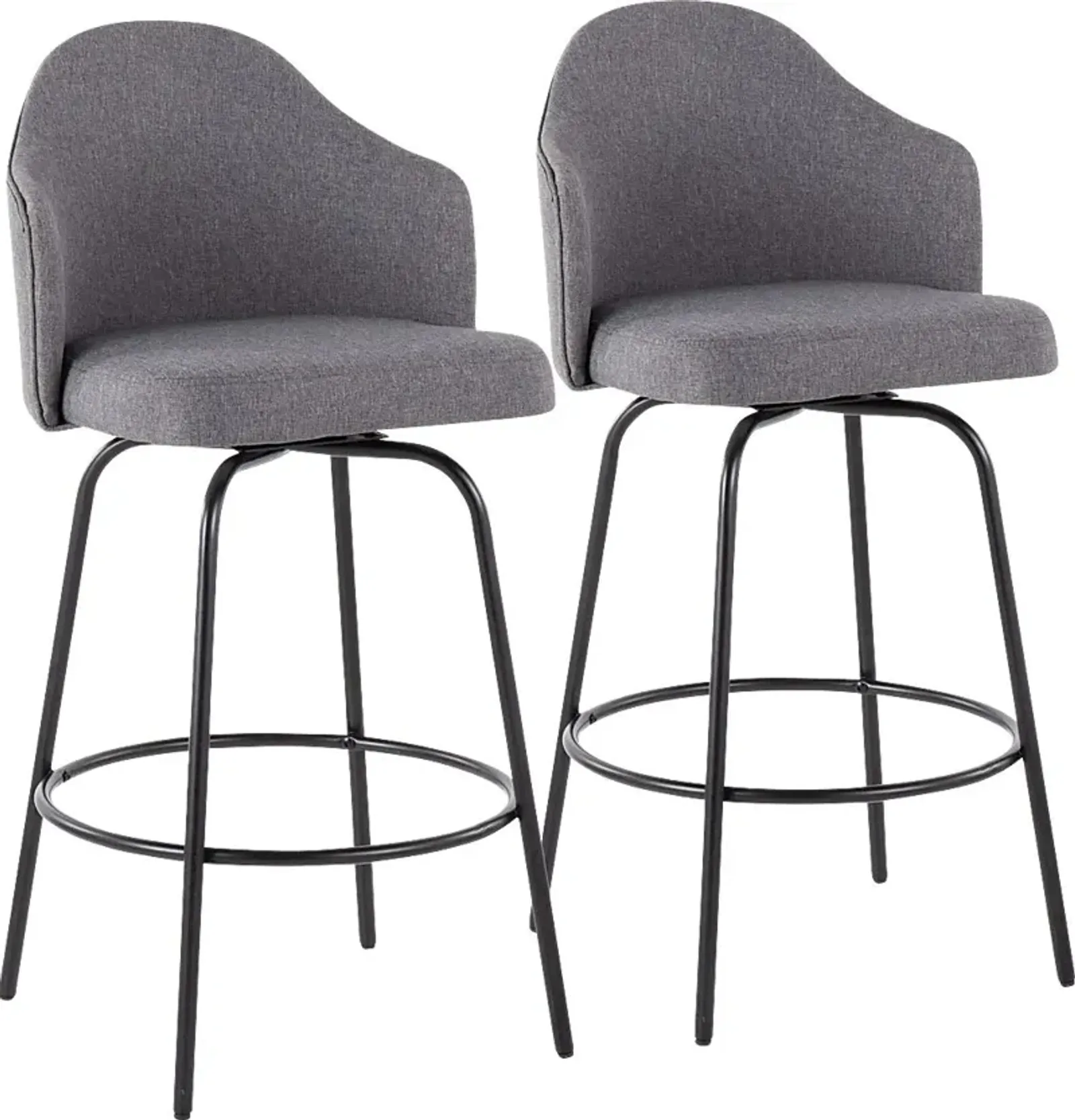 Lucile Lane Black Swivel Counter Height Stool, Set of 2