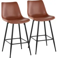 Pamco Cognac Counter Height Stool, Set of 2