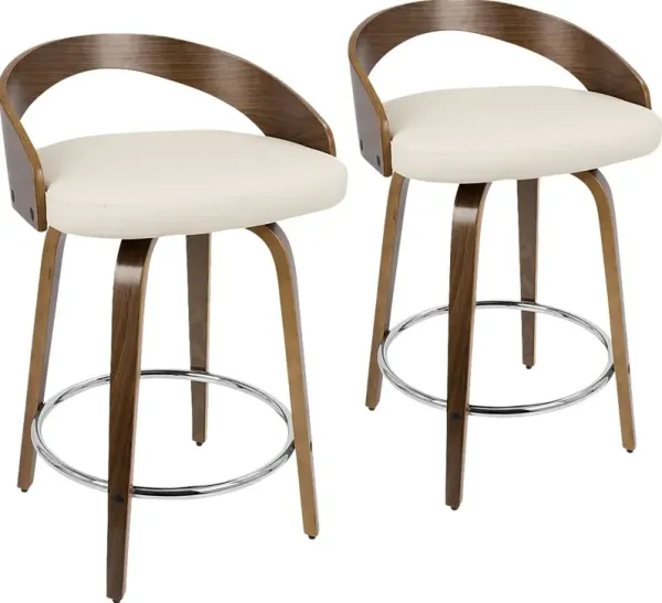 Zykan II Cream Counter Height Stool, Set of 2