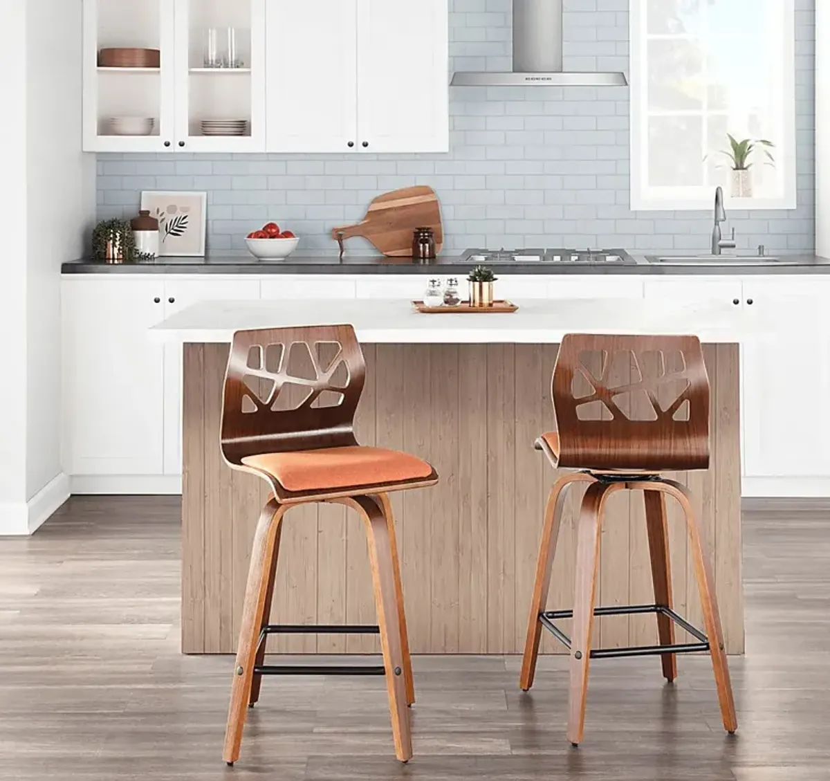 Watsonia Orange Counter Height Stool, Set of 2