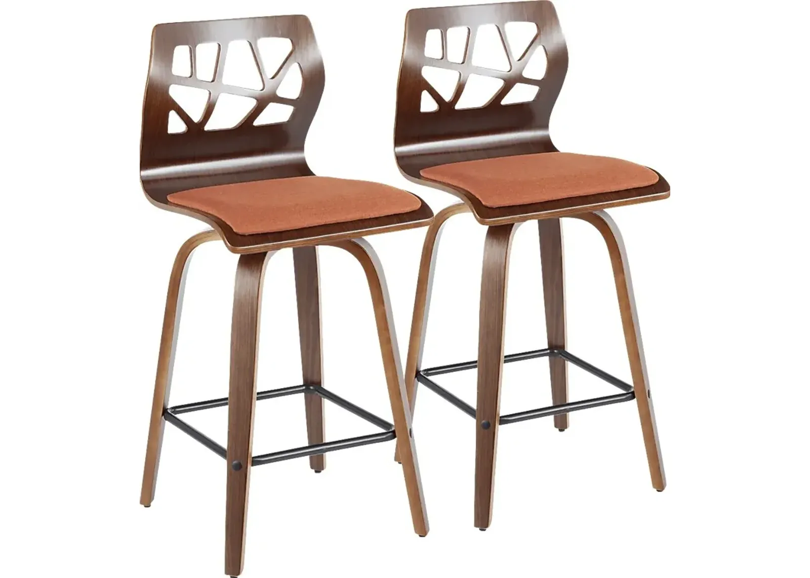 Watsonia Orange Counter Height Stool, Set of 2