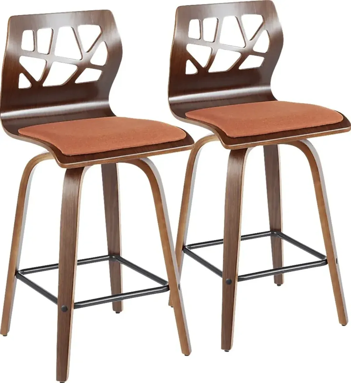 Watsonia Orange Counter Height Stool, Set of 2