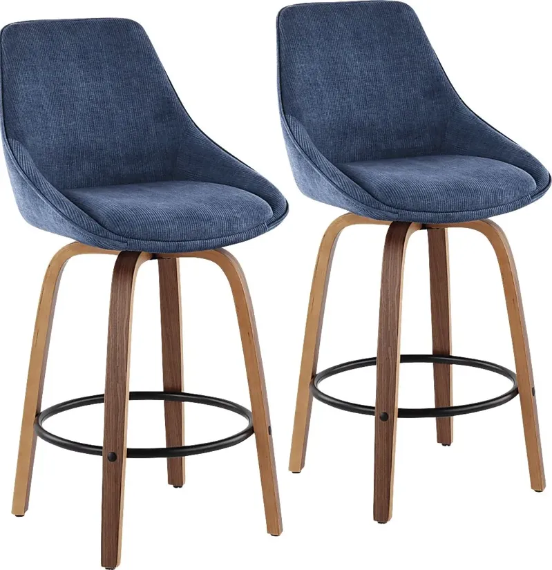 Dellrey Navy Counter Height Stool, Set of 2