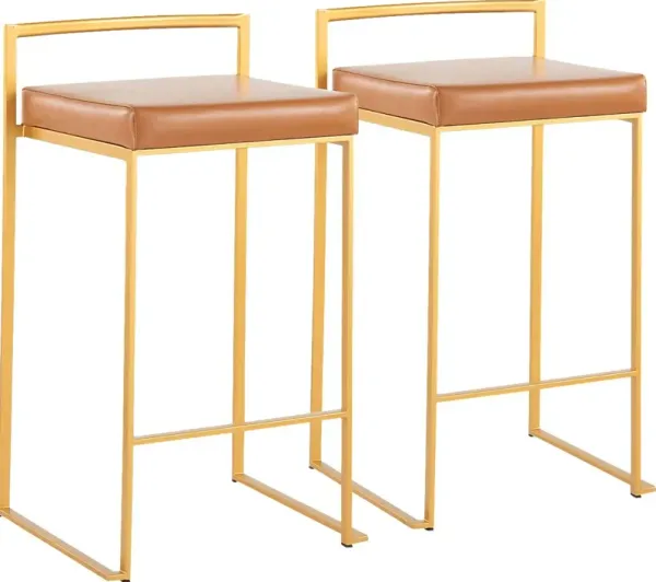 Birdlake II Camel Counter Height Stool, Set of 2