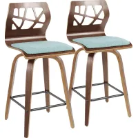 Wynston Teal Counter Height Stool, Set of 2
