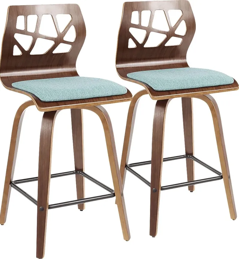 Wynston Teal Counter Height Stool, Set of 2