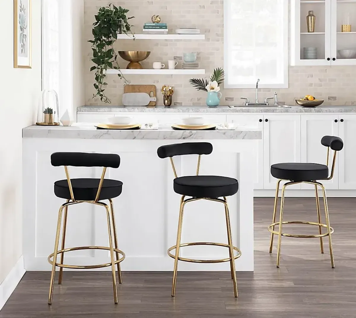 Rosiere Black Counter Height Stool, Set of 2