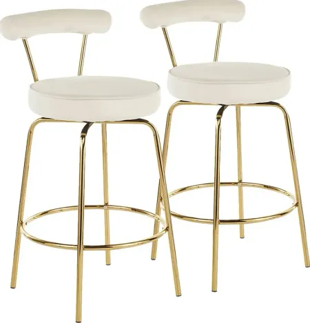 Rosiere Cream Counter Height Stool, Set of 2