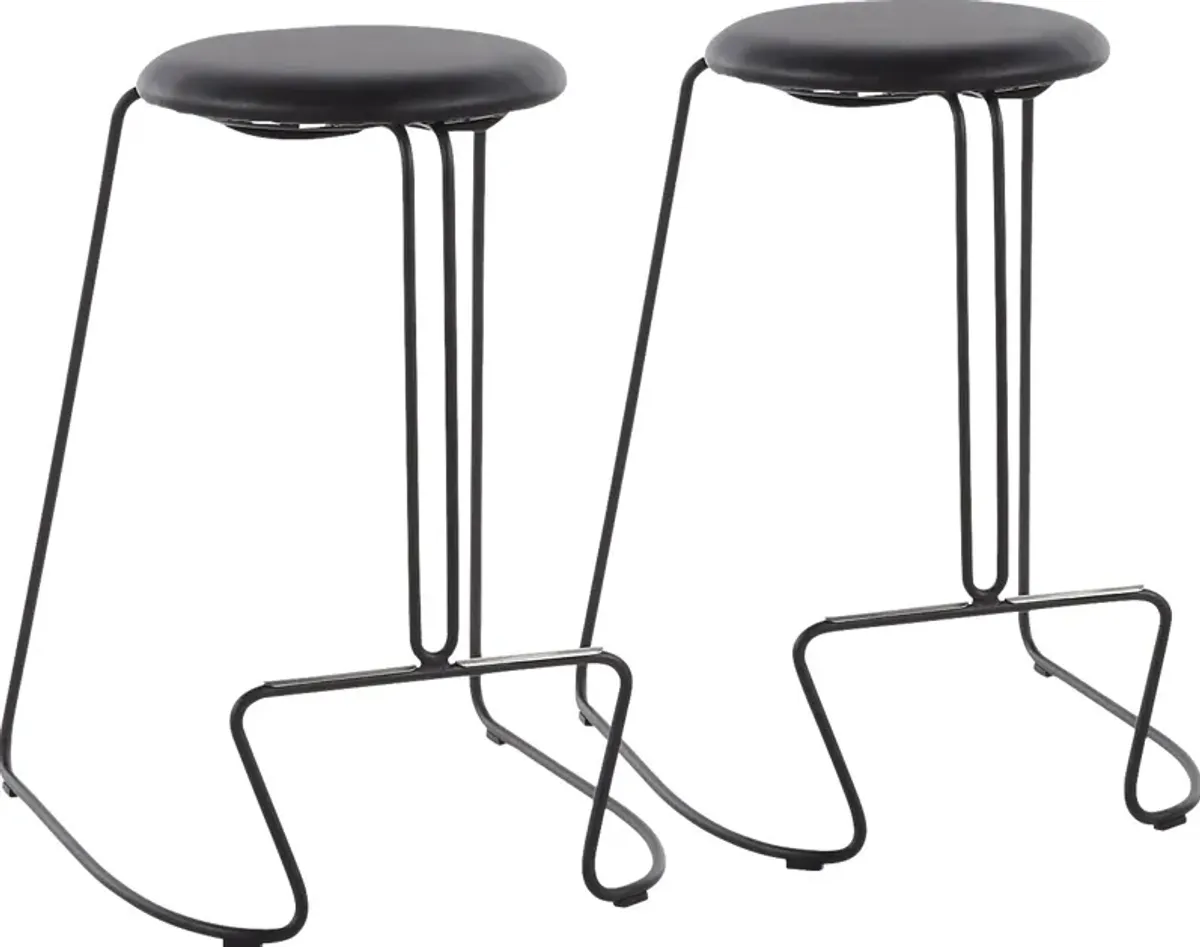 Bearslide I Black Counter Height Stool, Set of 2