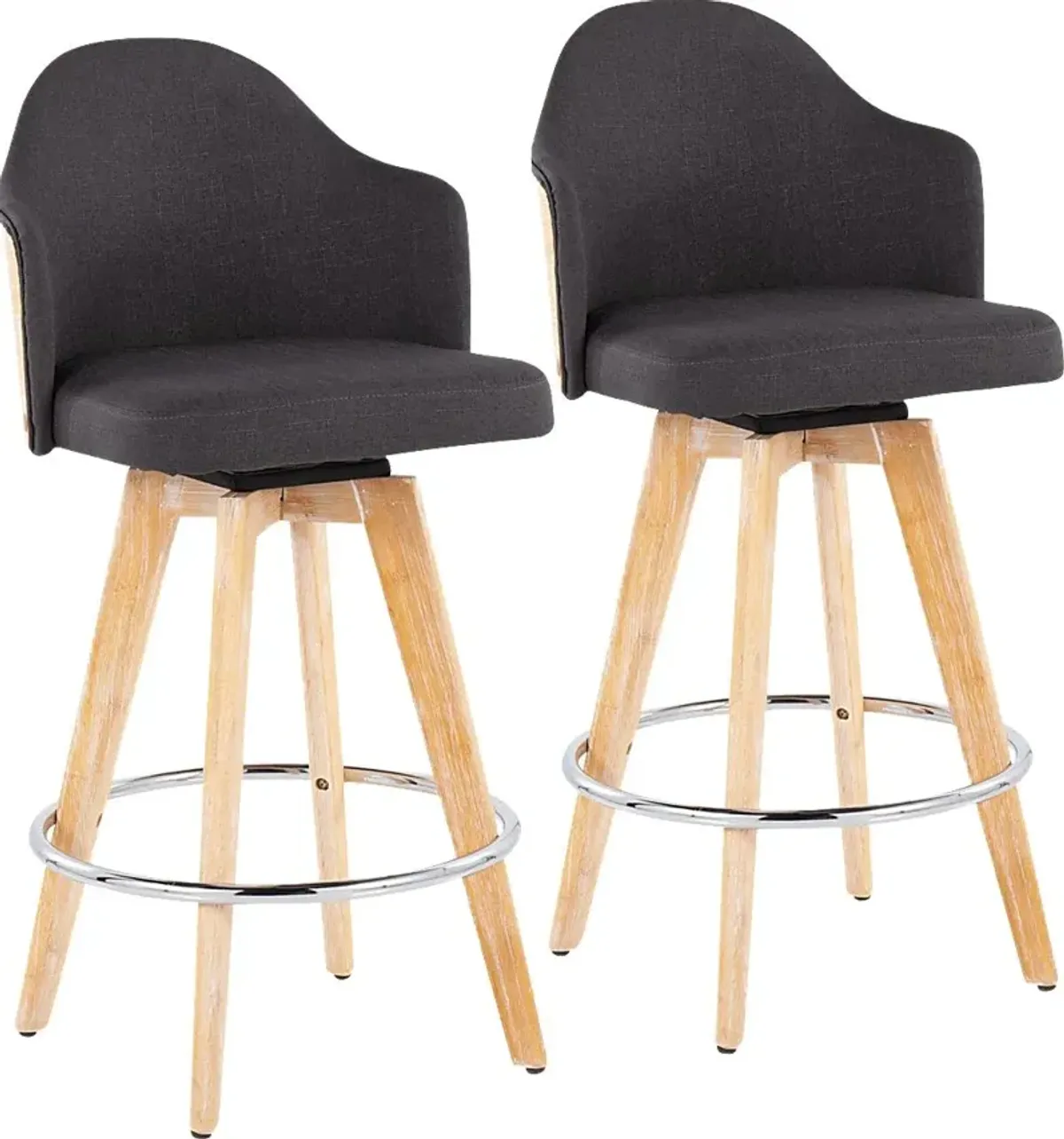 Hakea Charcoal Counter Height Stool, Set of 2