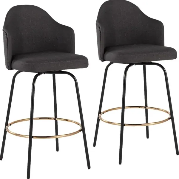 Cenarian Charcoal Counter Height Stool, Set of 2