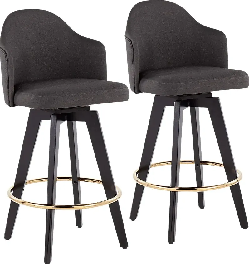 Sandron I Charcoal Counter Height Stool, Set of 2