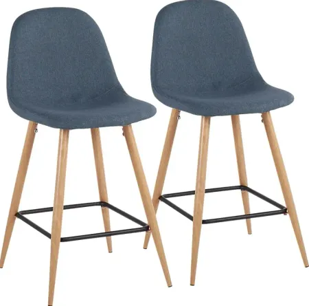 Faye Lane II Blue Counter Height Stool, Set of 2