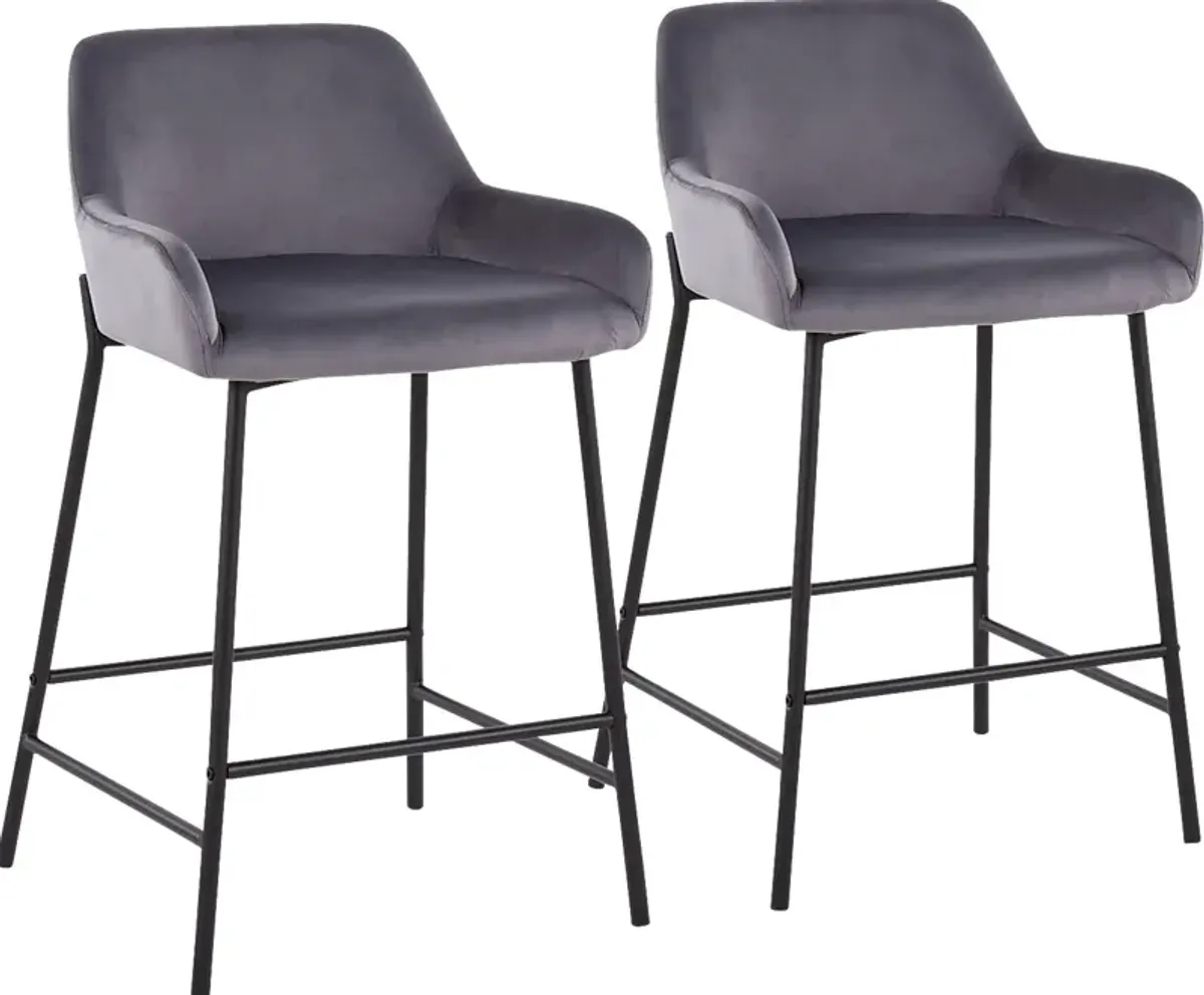 Rimcrest II Silver Counter Height Stool Set of 2