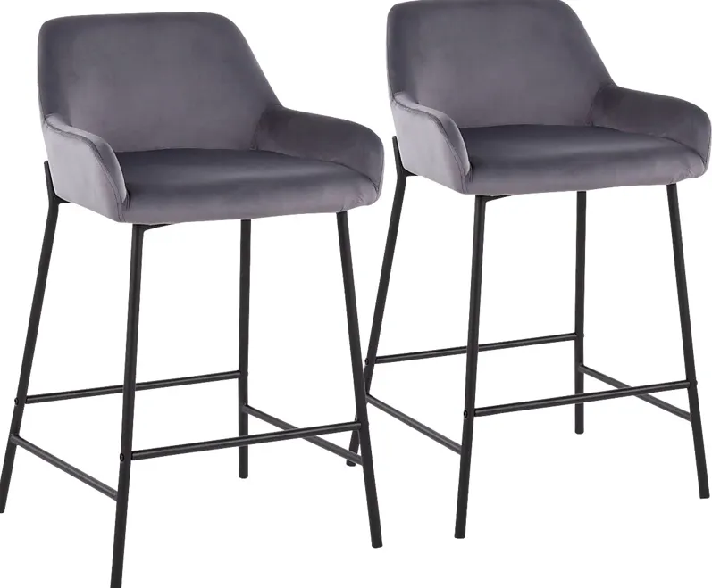 Rimcrest II Silver Counter Height Stool Set of 2