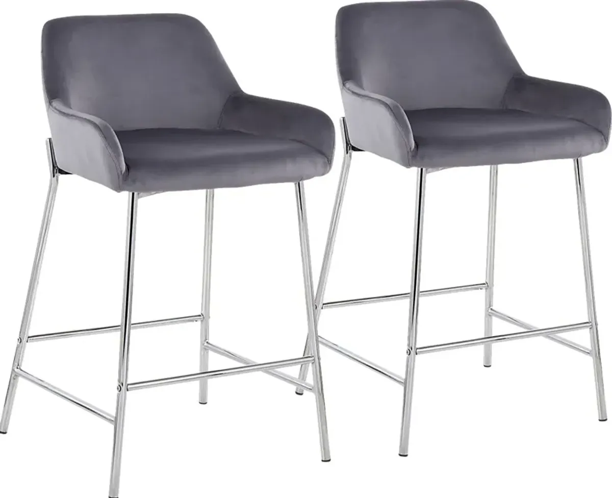 Rimcrest III Silver Counter Height Stool Set of 2