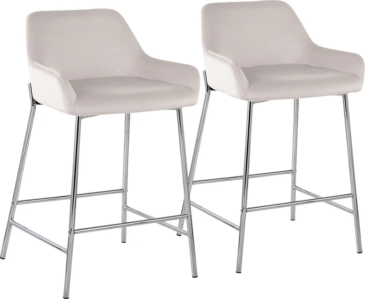 Rimcrest III White Velvet Counter Height Stool Set of 2