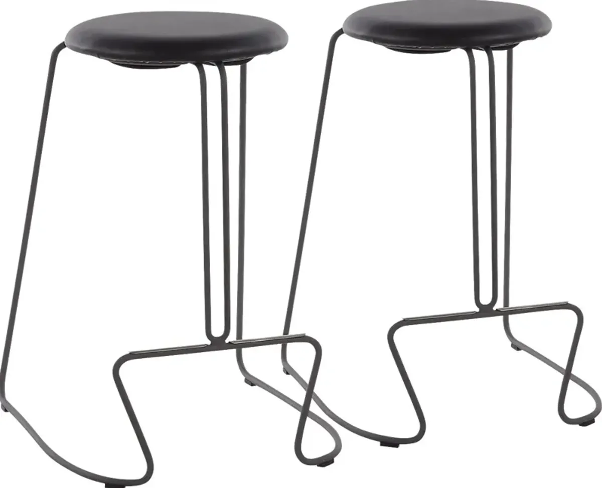 Bearslide III Black Counter Height Stool, Set of 2