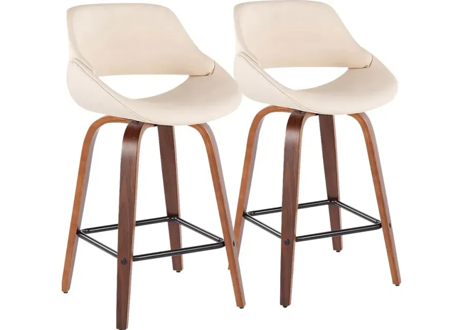 Irenor Cream Counter Height Stool, Set of 2