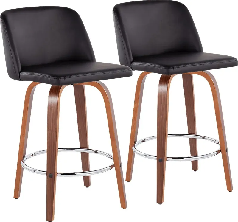 Elorena II Black Counter Height Stool, Set of 2