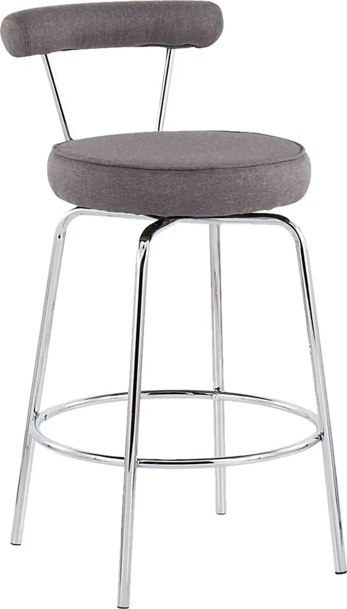 Orangethorpe Charcoal Chrome Counter Height Stool, Set of 2