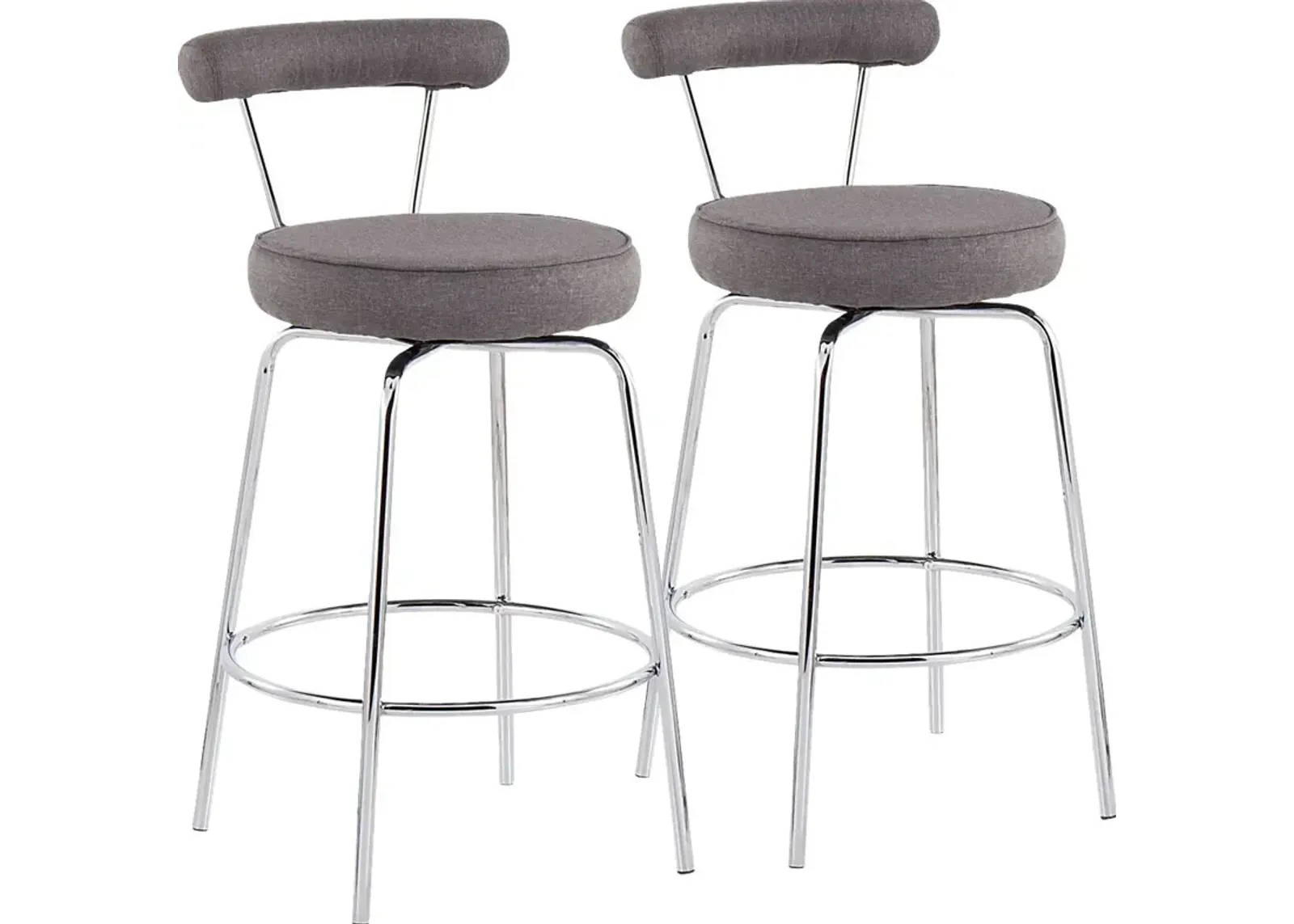 Orangethorpe Charcoal Chrome Counter Height Stool, Set of 2