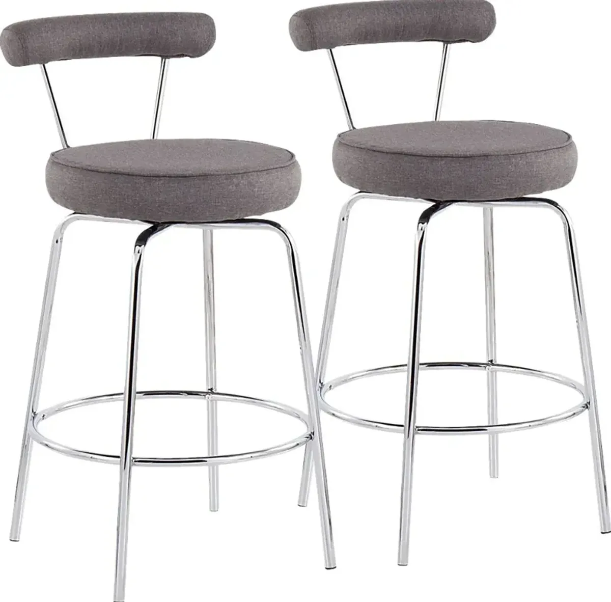 Orangethorpe Charcoal Chrome Counter Height Stool, Set of 2