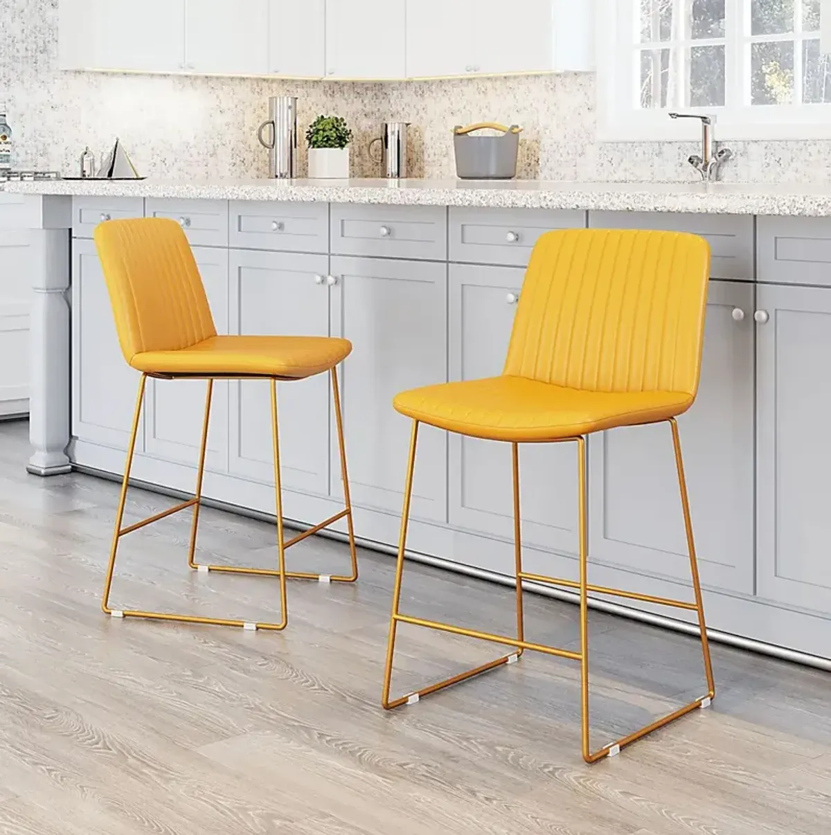 Camulet Yellow Counter Height Stool, Set of 2