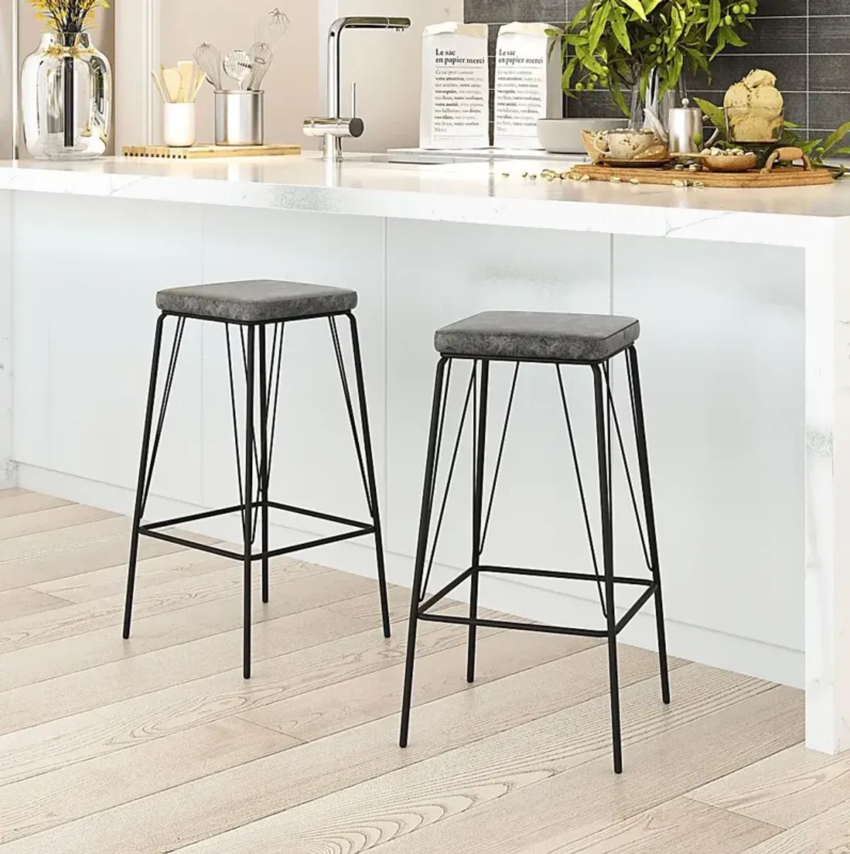 Chadron Black Counter Height Stool, Set of 2