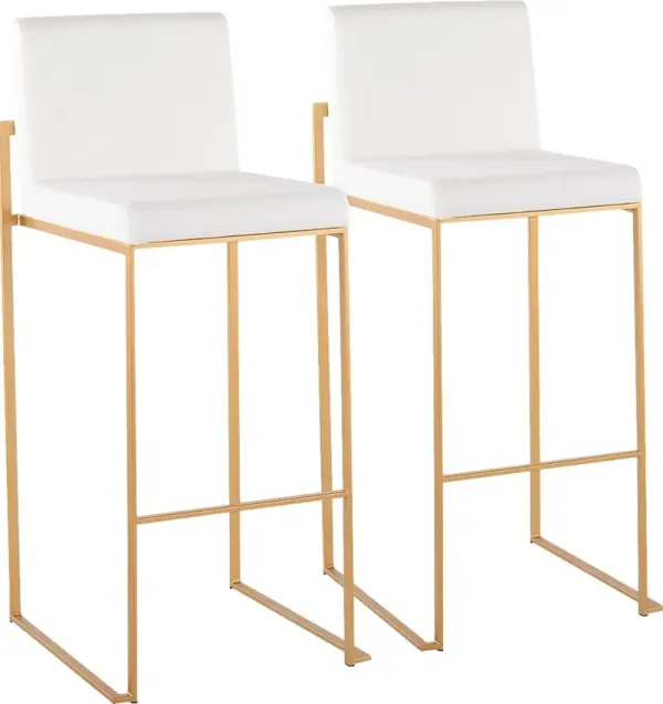 Nowotny White Gold Velvet Barstool Set of 2
